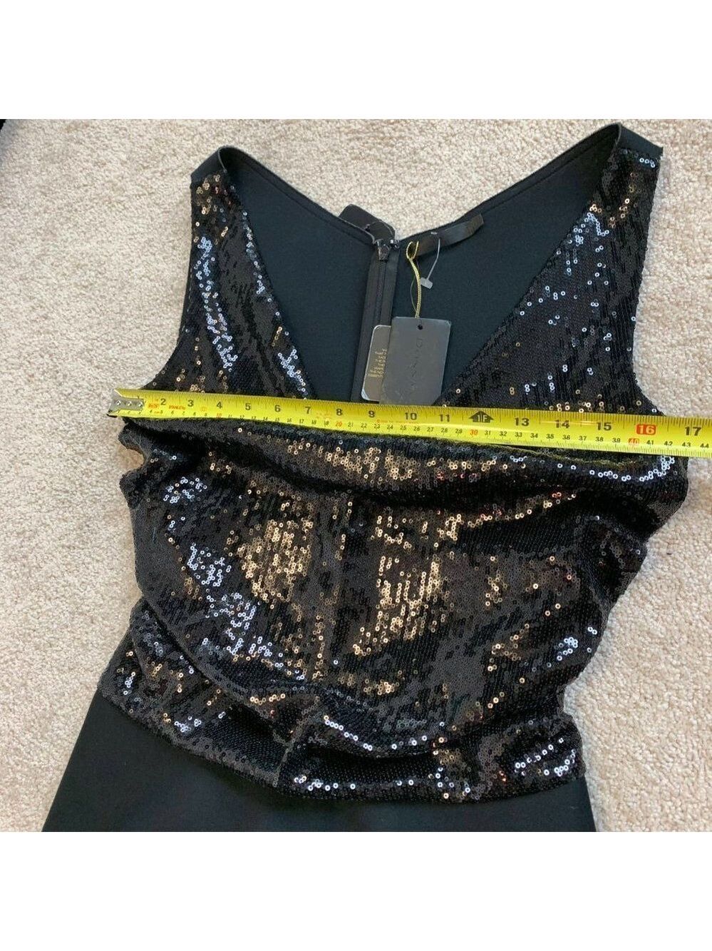 Donna Karan black sequin Bodice Flare Dress Sz 10 - Picture 12 of 15